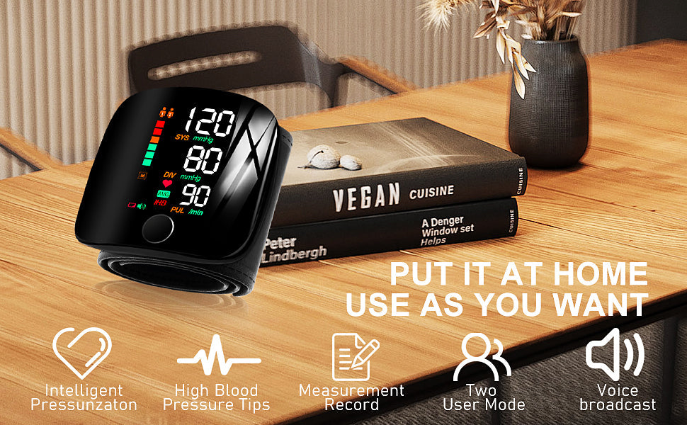 Tensiomètre Digital de Poignet - Moniteur de Pression Sanguine et Rythme Cardiaque - Compact et Fiable